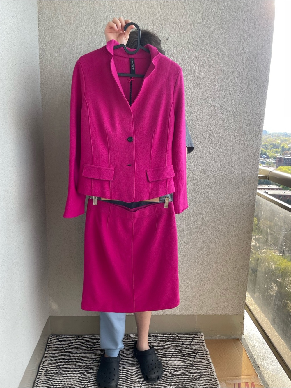 Marc Cain 100% wool Hot Pink Tailored Two-Piece Jacket & Skirt Set